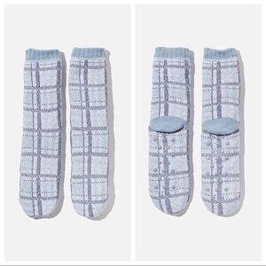 NEW Rubi by Cotton On Coc Loungin Round Sock norway check sunfaded denim